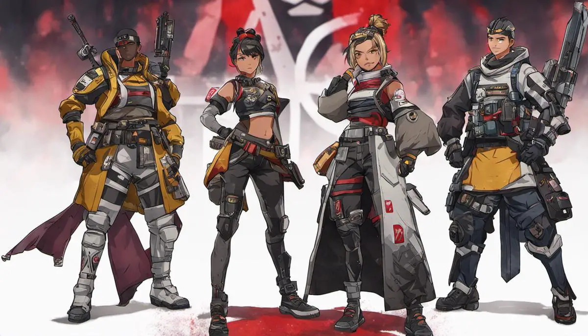 Image depicting characters and skins from the Apex Legends Gaiden Hero Anime Thematic Event