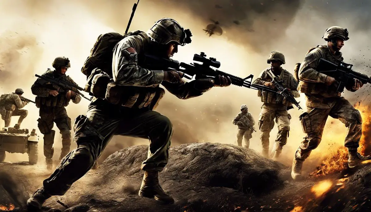 A captivating image showcasing soldiers in action during a Call of Duty game.