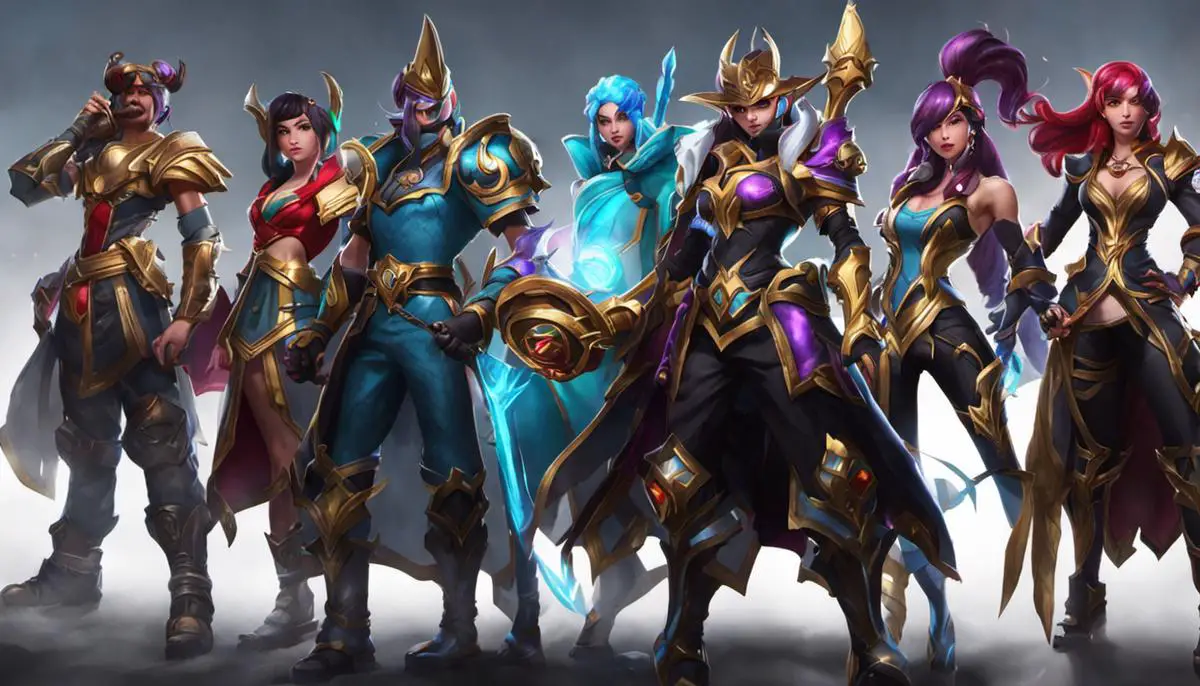 An image of various League of Legends skins and items available during the Essence Emporium event