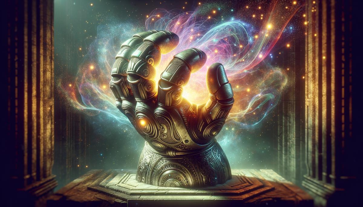 A powerful gauntlet glowing with magical energy