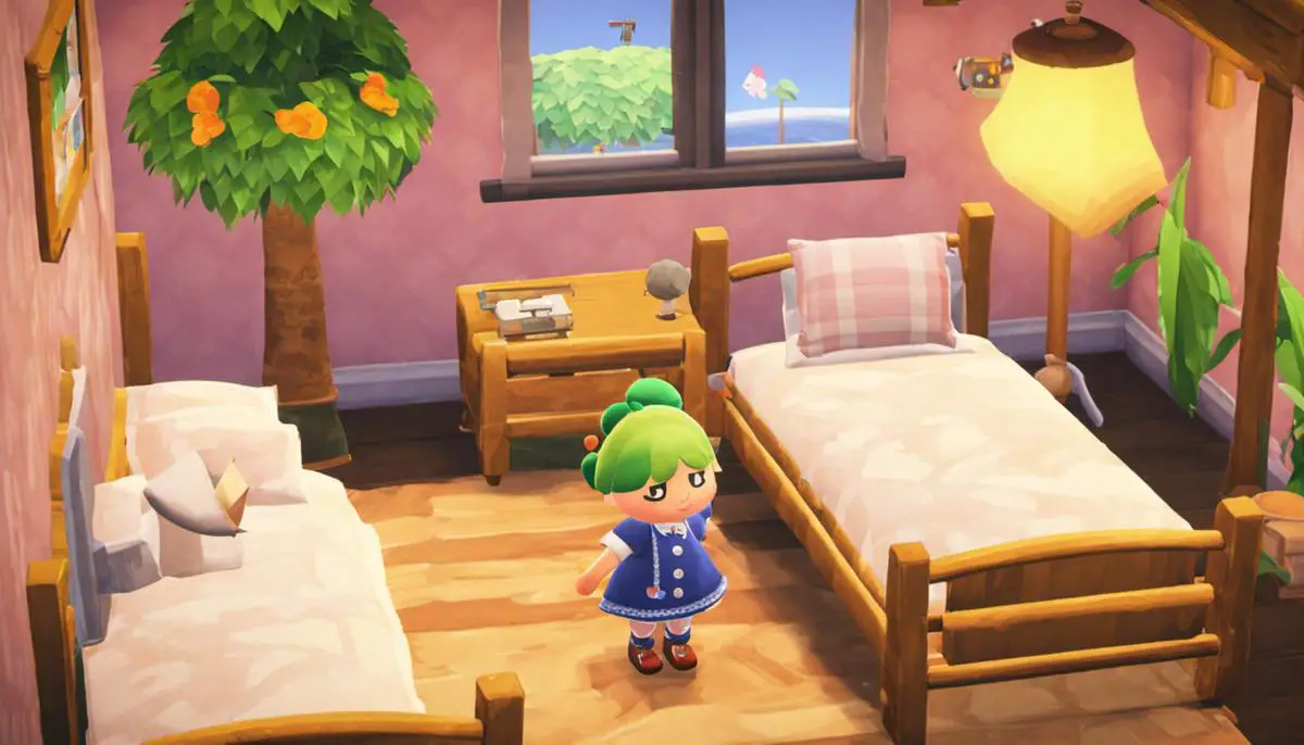A person crafting a bed in Animal Crossing: New Horizons