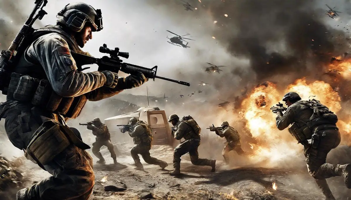 An image showing characters from Call of Duty engaged in intense battles