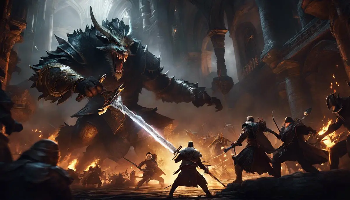 Image of a character battling enemies in a Chaos Dungeon