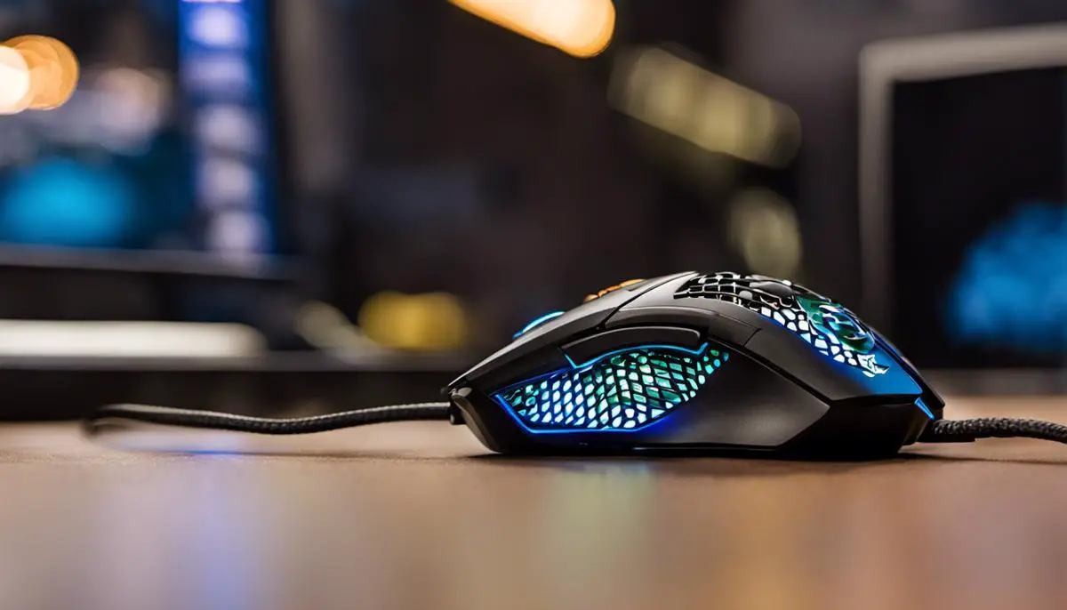 Image of the Cooler Master MM710 gaming mouse, a lightweight mouse with a honeycomb shell design.