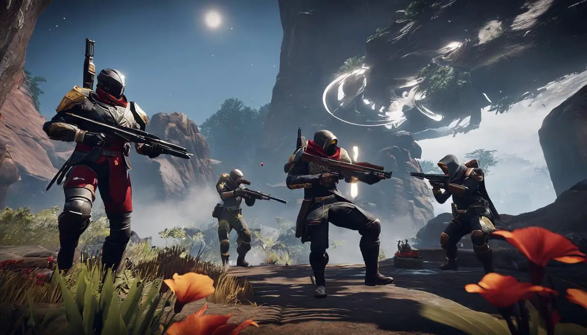 A visually striking image showcasing different Destiny 2 Hunter builds with dynamic and powerful characters in various combat scenes.