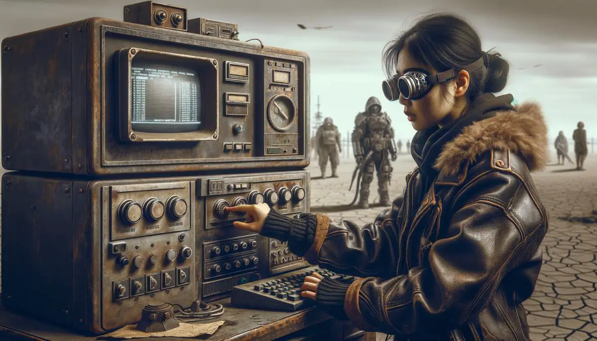 Image of a hacker in the wasteland of Fallout 76 hacking a terminal