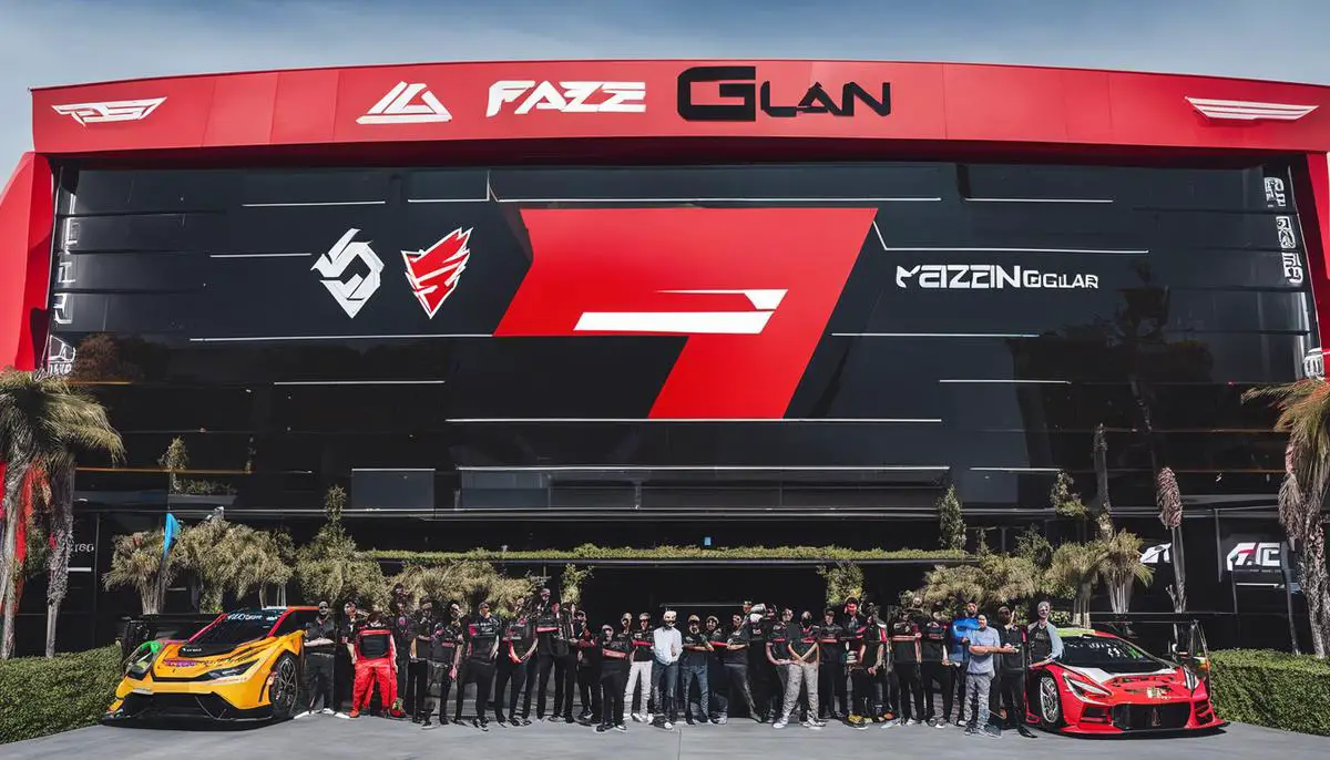 An image showing FaZe Clan's collaborations with various tech companies and partners