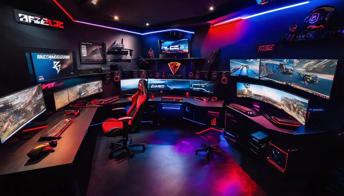 Image showcasing FaZe Clan's gaming setup with top-notch technology and equipment