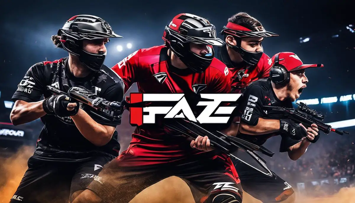An image of Faze Clan's logo and members in action during a tournament.