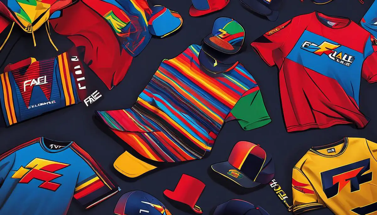 Image of colorful FaZe Clan merchandise showcasing bold logos and statement style, representing the vibrancy of the brand and its connection to the gaming community