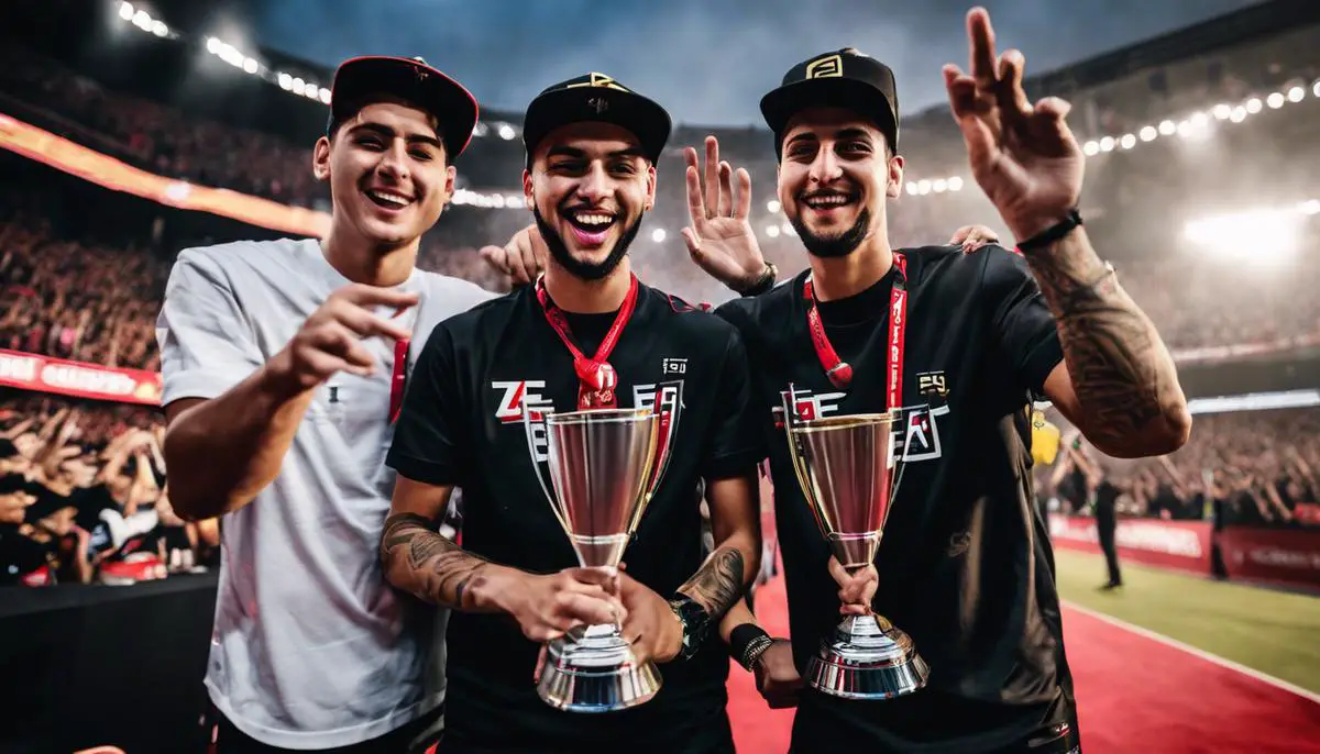 An image showing FaZe Clan members celebrating their success together