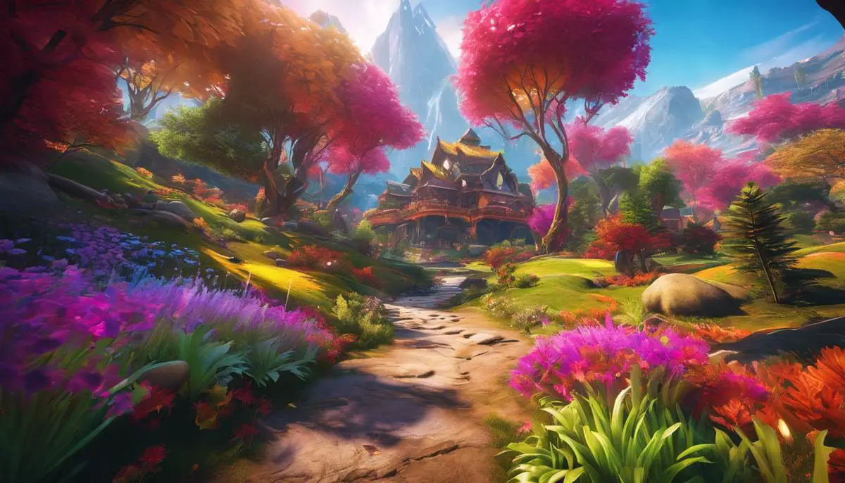 Image of a gaming landscape showcasing vibrant colors and dynamic environments for a visually immersive experience.