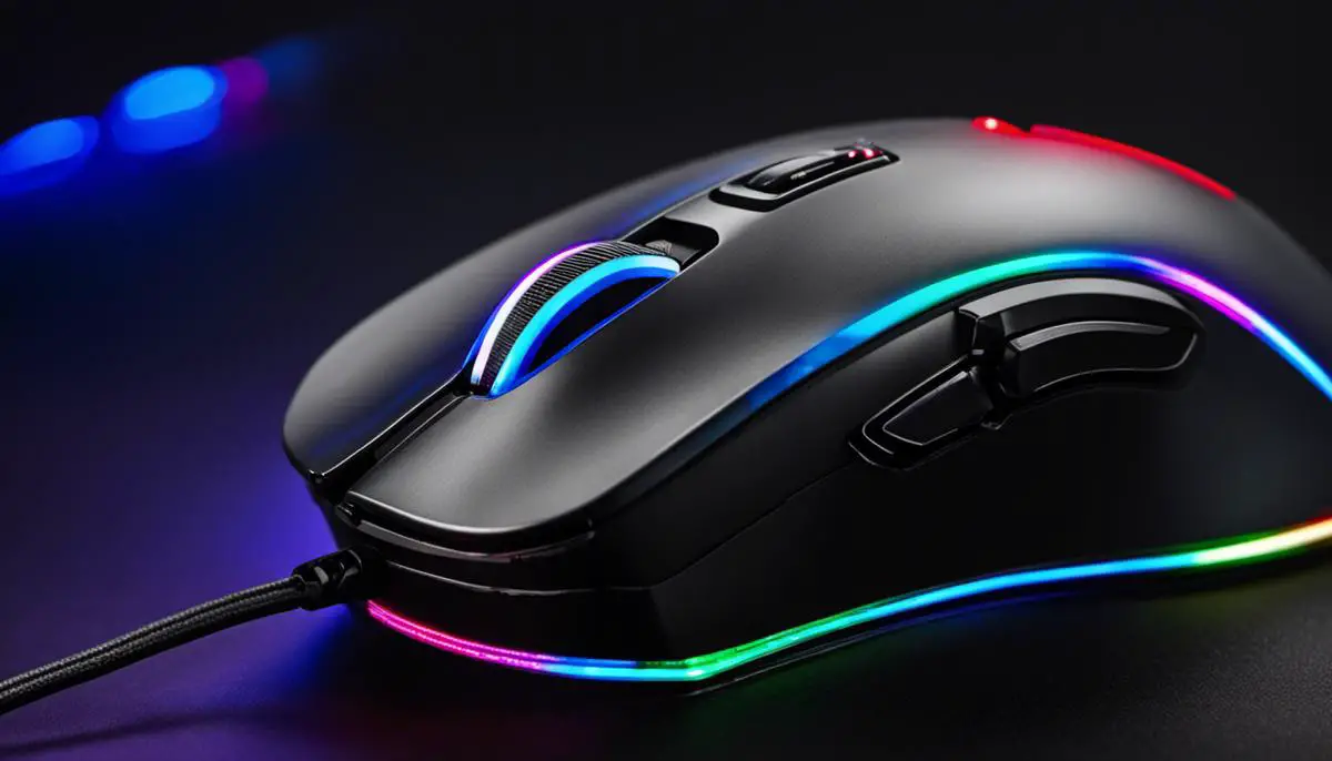 Image of the HyperX Pulsefire FPS Pro gaming mouse, a sleek black mouse with customizable RGB lighting.