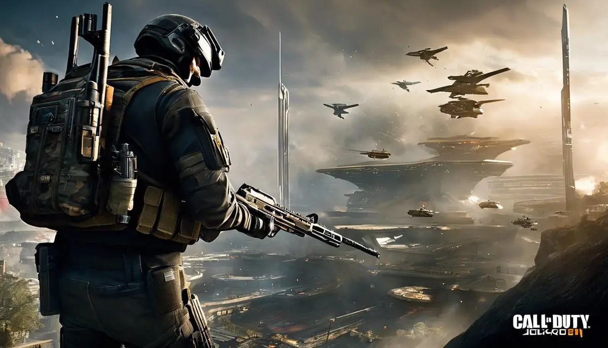 An image showing futuristic technology merging with Call of Duty gameplay, representing the future of the series.