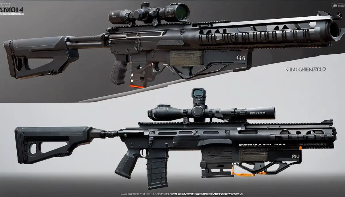 Assault rifle Kilo 141 with various attachments optimized for different Warzone scenarios