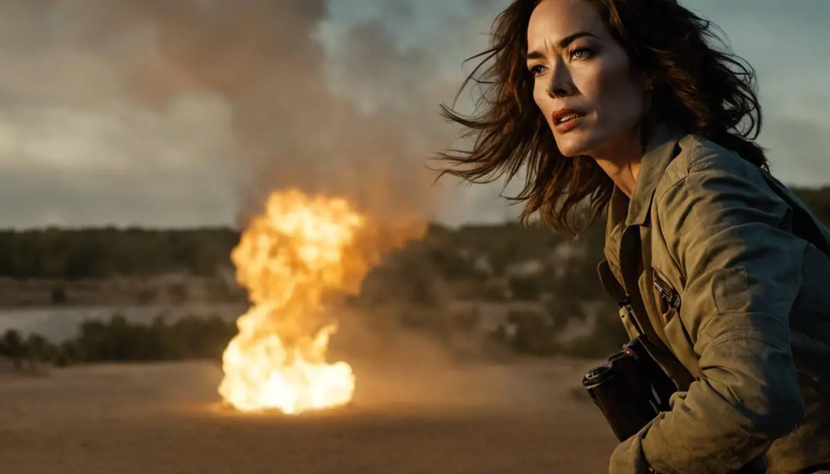 Image of Lena Headey as Jackie Torrance, a character in The Quarry game, portrayed as an ardent thrill-seeker and aspiring horror novelist.