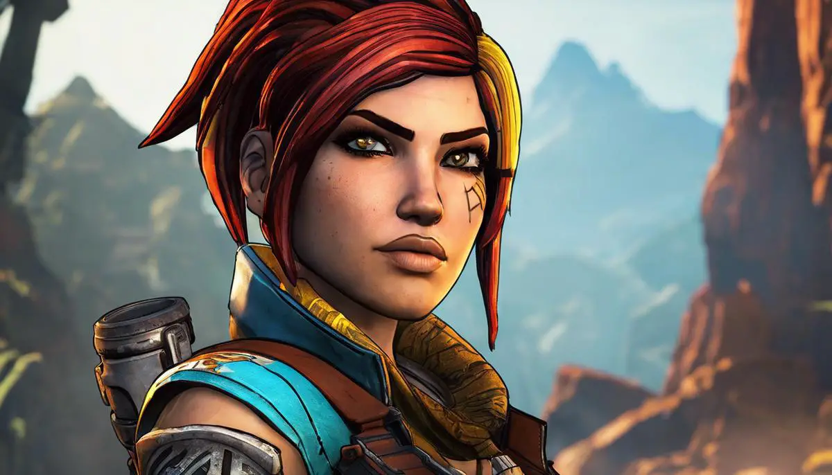 Image of Maya the Siren from Borderlands 2, a character standing with her arms crossed and a confident expression on her face.