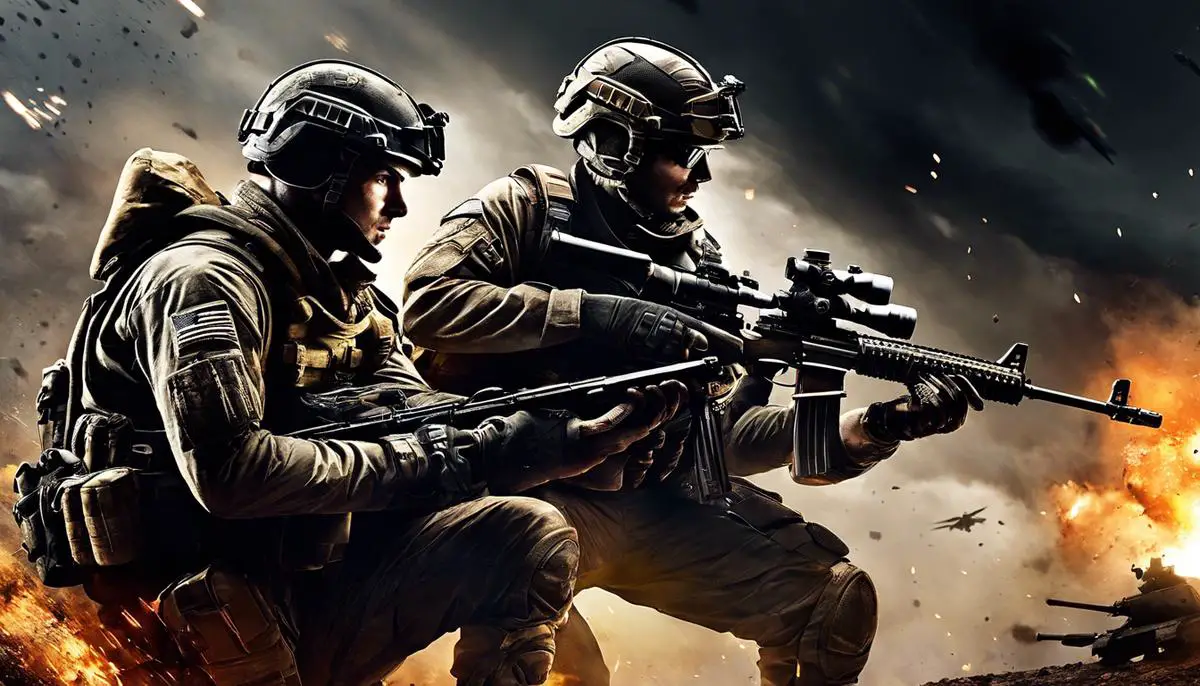 Image depicting two players engaged in multiplayer gaming sessions, representing the contrast between Battlefield and Call of Duty multiplayer experiences.