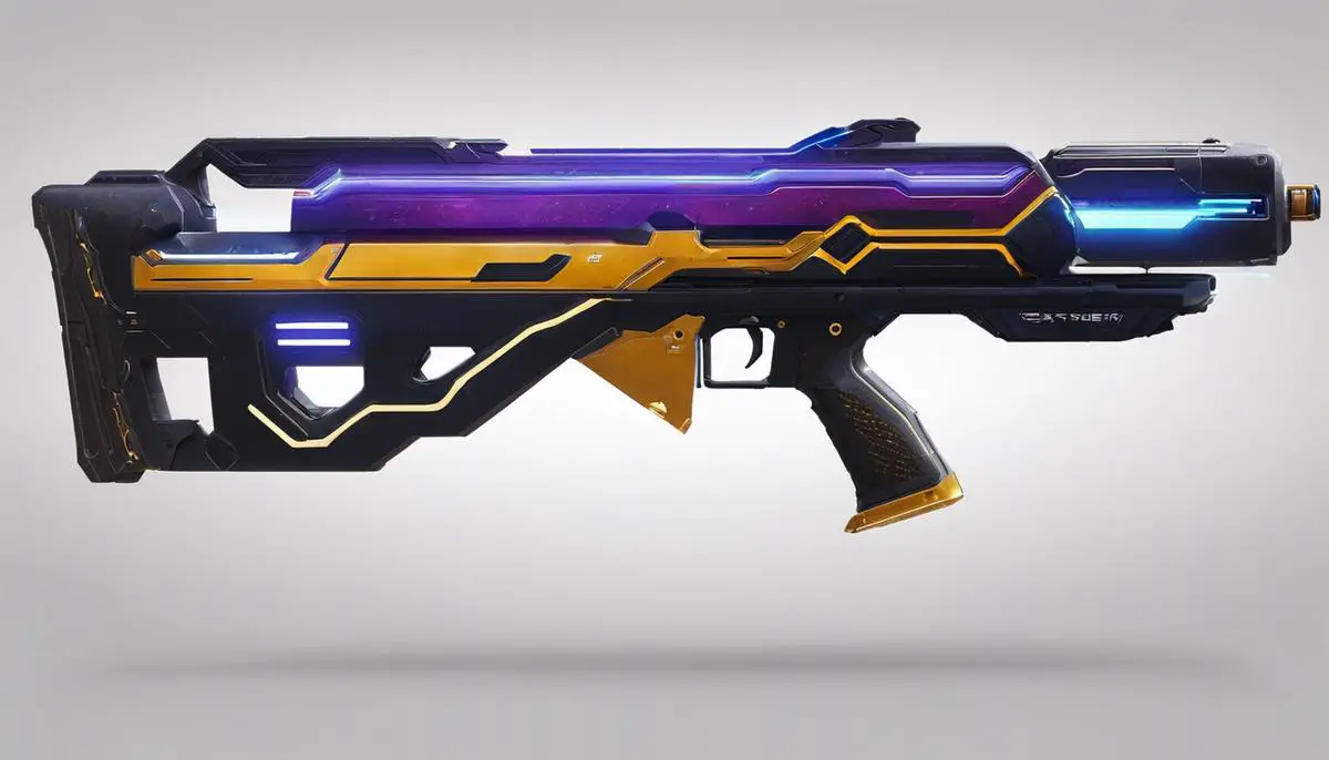 An image of the No Time To Explain Exotic pulse rifle in Destiny 2, featuring a futuristic design and glowing energy pulsing through its body.