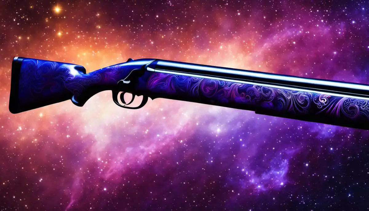 Image of 'The Lone Star' Peacekeeper shotgun skin depicting a cosmic pattern in shades of deep violet and blue.