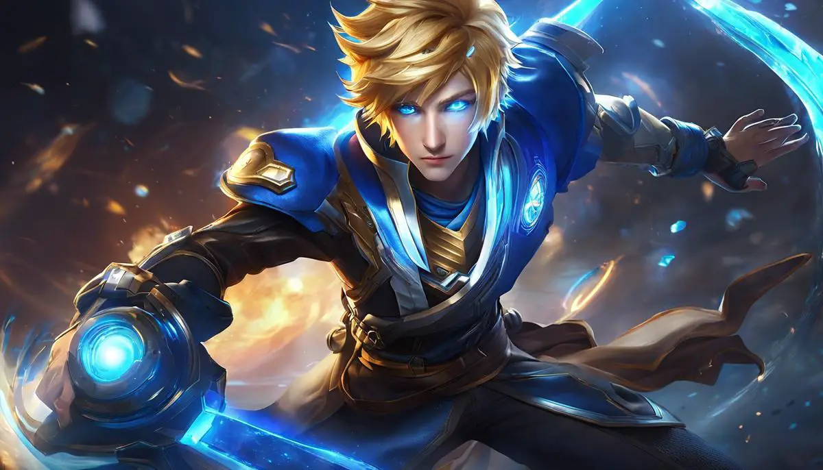 Pulsefire Ezreal skin, a futuristic time-traveler theme with blue, techy particle effects