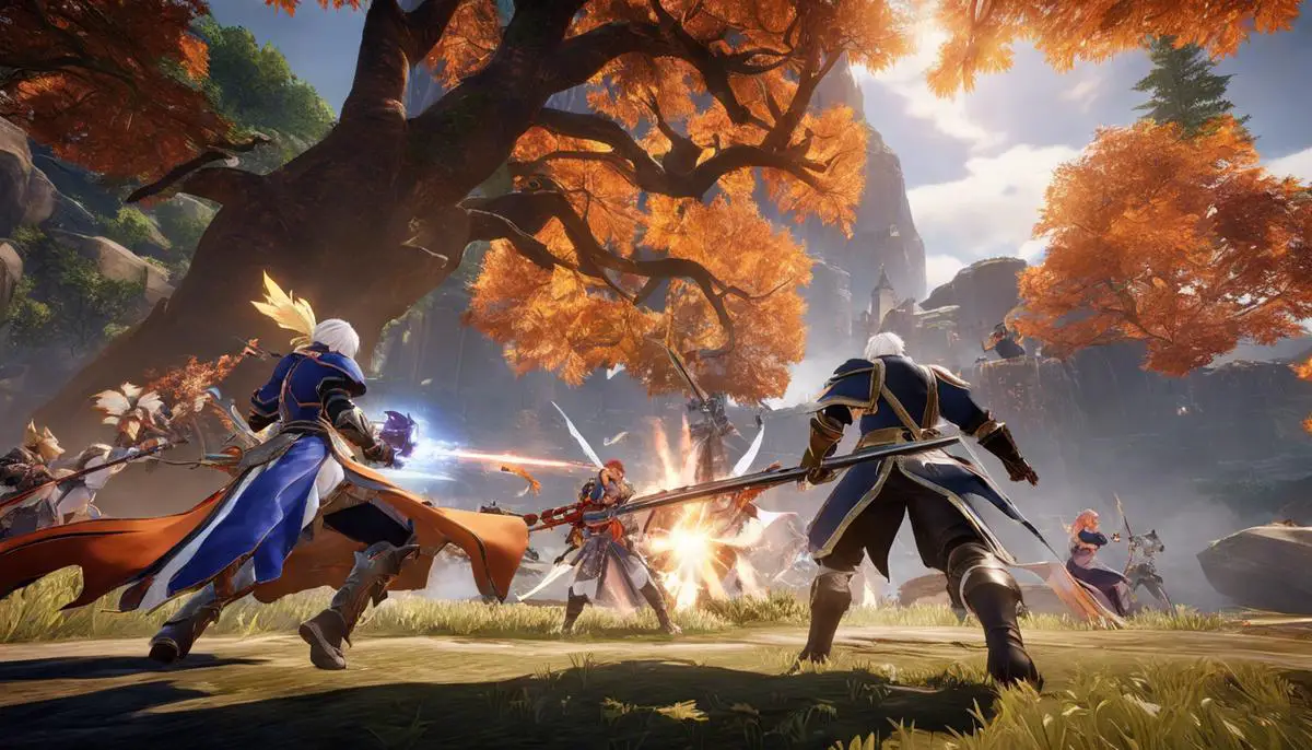 Image of characters from Tales of Arise in action, showcasing their combat abilities and teamwork