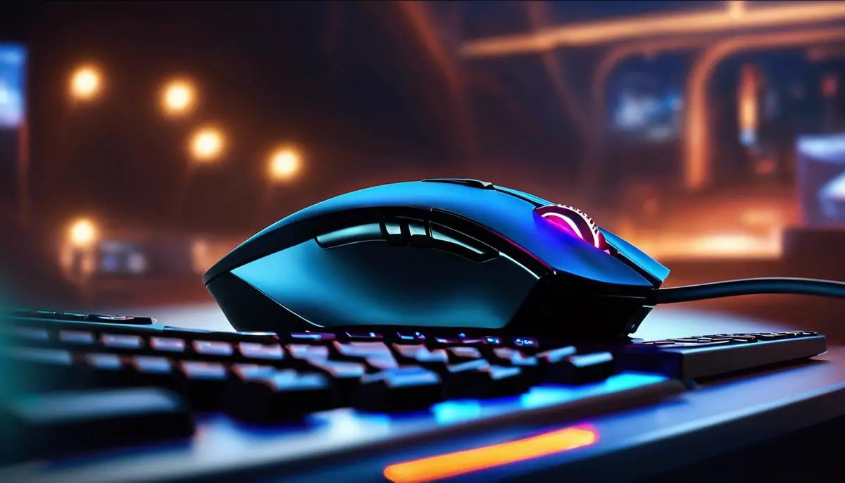 Image of a mouse and keyboard with a Valorant logo in the background.