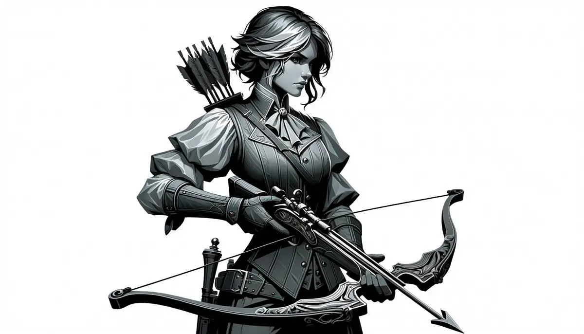 Vindicator Vayne skin in League of Legends, showing her in shades of gray and resolute silver, capturing her heroic essence