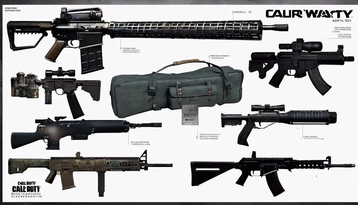 Image showcasing different weapon blueprints available in Call of Duty