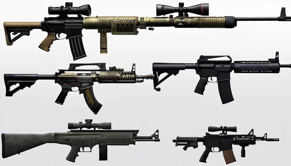 Image depicting the various stages of weapon progression in Call of Duty